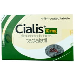 Package of Cialis® 10mg tadalafil 4 film-coated tablets