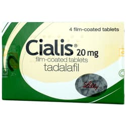Package of Cialis® 20mg tadalafil 4 film-coated tablets