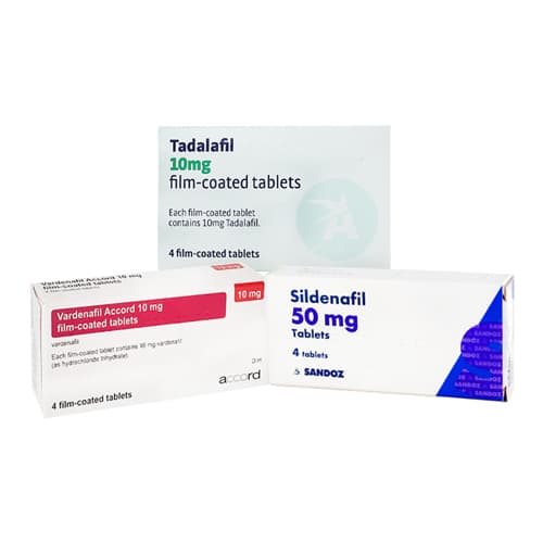 ED Trial pack containing 4 tablets of each Sildenafil 50mg, Tadalafil 10mg and Vardenafil 10mg