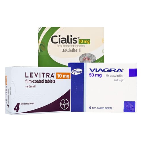 The Impotence trial pack comes with 4 tablets of Levitra 10mg, Cialis 10mg, and Viagra 50mg