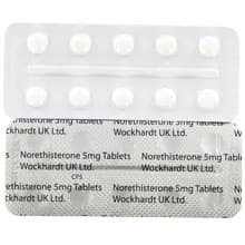 Blister stripes of Norethisterone 5mg tablets