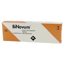 Pack of 63 BiNovum norethisterone/ethinylestradiol oral contraceptive tablets