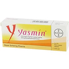 Pack of 63 Yasmin 0.03mg/3mg ethinylestradiol/drospirenone film-coated tablets
