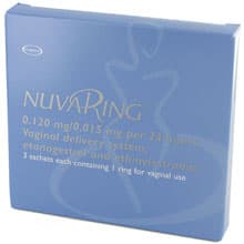 Box of 3 sachets of NuvaRing 0.120 mg/0.015 mg ethinylestradiol/etonogestrel