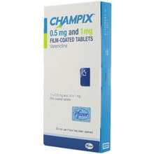 Pack of Champix 0.5mg and 1mg varenicline film-coated tablets