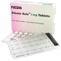 Pack of 84 Elleste Solo 1mg with a blister strip