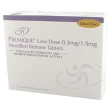 Pack of 84 Premique Low Dose 0.3mg/1.5mg modified-release tablets